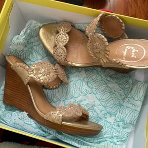 Gold Jack Rogers Wedges